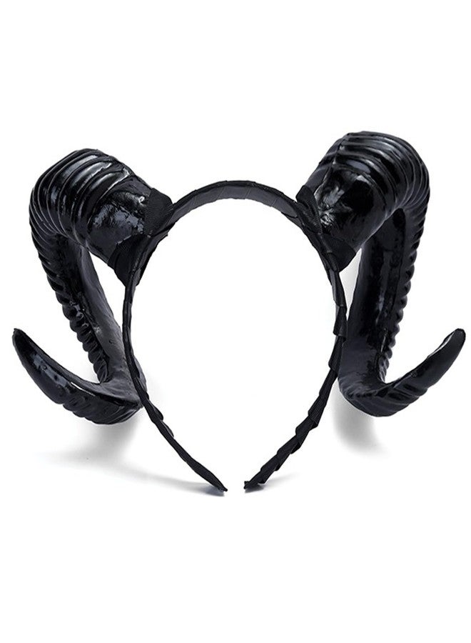 Moyubath Devil Horns Headband, Black Antlers Gothic Steampunk Demon Horns Headband for Halloween Fancy Dress Costume Photo Props - Image 1